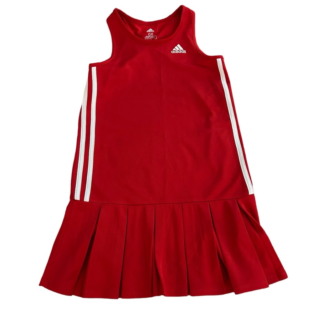 adidas Red Tennis Dress with White Stripes